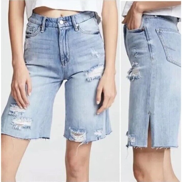 HABITUAL Womens Distressed Long Jean Shorts size 24 Varnish Blue HFJ00152B-H290 - Picture 11 of 11